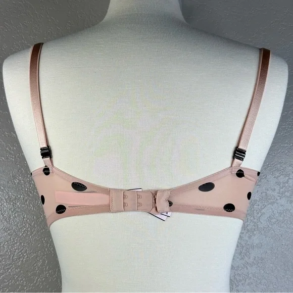 Victoria’s Secret Beige & Black Polka Dot Tee Shirt Bra Unlined Underwire 32DDD - Picture 6 of 11